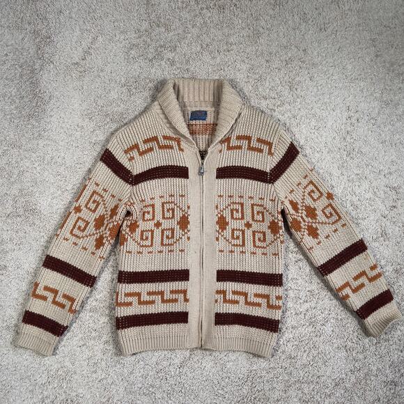 VTG Pendleton Westerly Big Lebowski Cowichan Wool Sweater Cardigan Men's Sz L - Picture 1 of 12